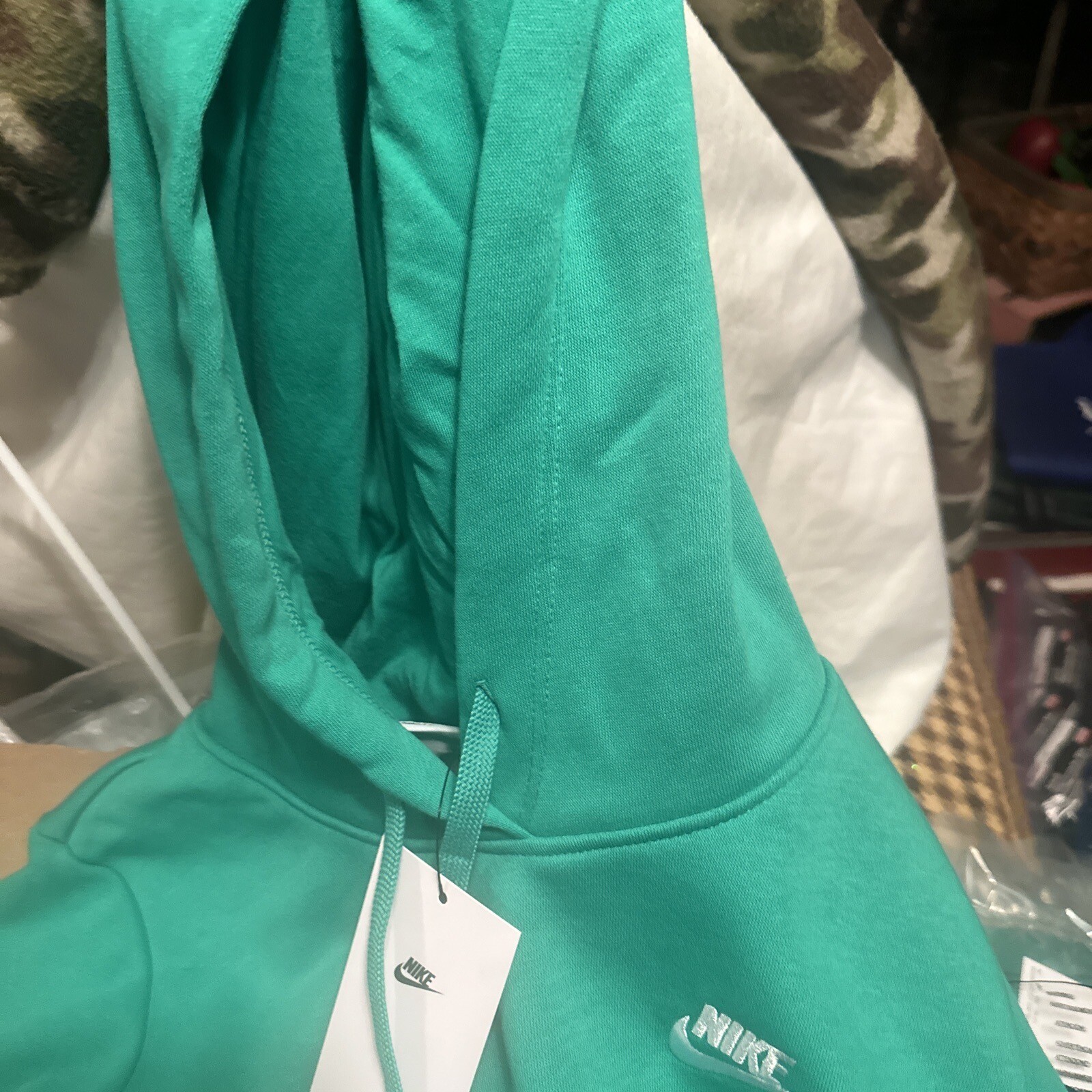 Nike Women s Club Fleece Hoodie DQ5793 324 Medium Green Drawstrings nike-women-s-club-fleece-hoodie-dq5793-324-medium-green-drawstrings