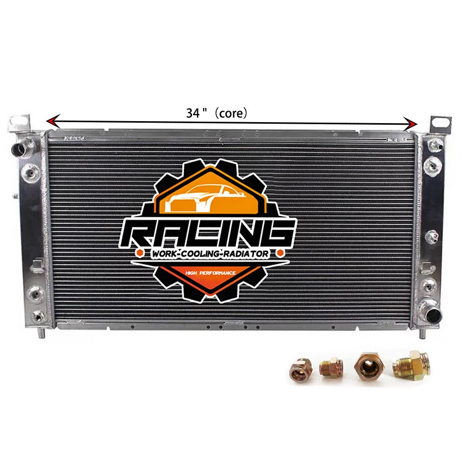34" Aluminum Radiator Fit Chevy Silverado 1500 2500 Suburban Tahoe 4.8L 5.3 6.0L Foto 3 de 4