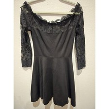 BB Dakota Women's Off-Shoulder Lace Dress Black 6 Party Cocktail Grunge Goth