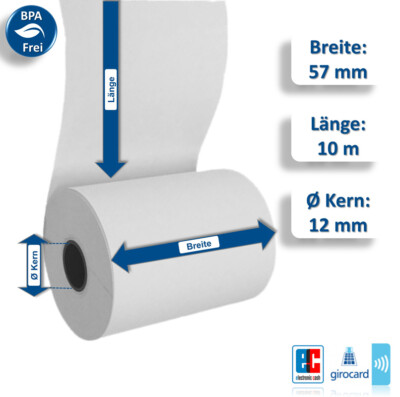 50  Thermorollen EC-Cash Bonrollen Trintech  57 mm x 10 lfm