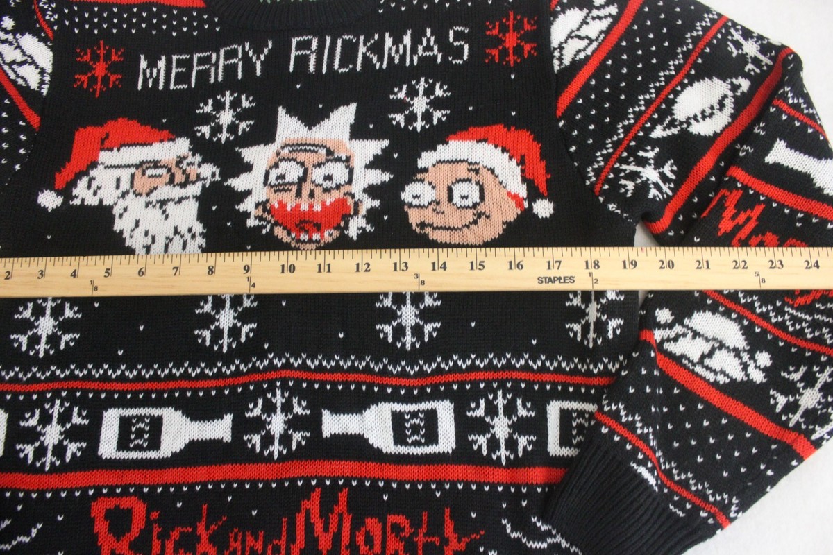 Pull Bear Rick and Morty Merry Rickmas Ugly Xmas Knit Sweater Adult M