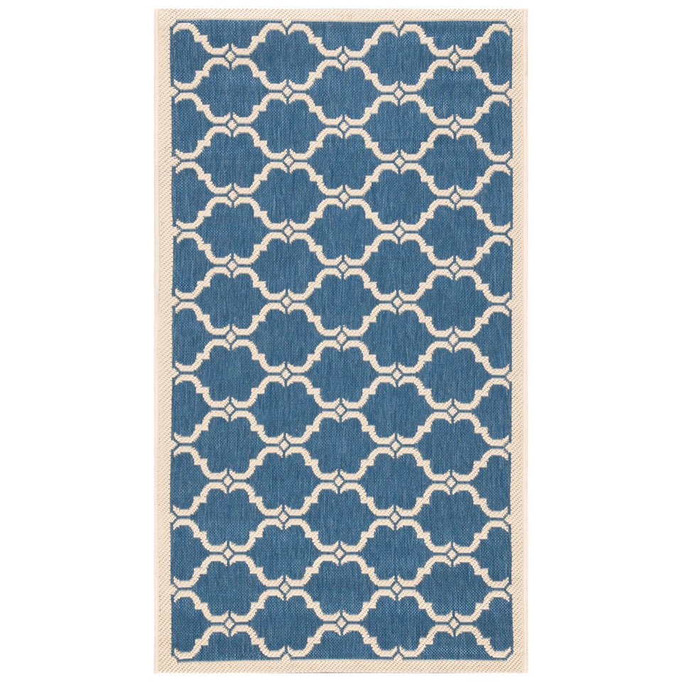 SAFAVIEH Indoor Outdoor CY6009-243 Courtyard Blue / Beige Rug - Image 4 of 4