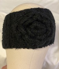 FOREVER 21 Crocheted Winter Headband Black Rosette Acrylic one size