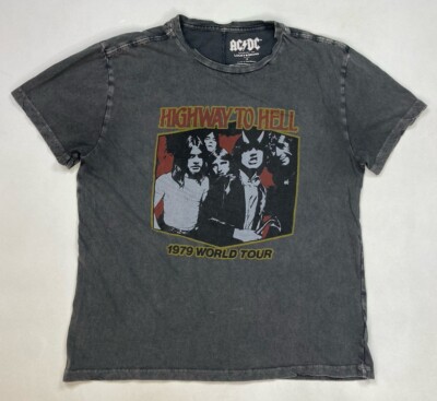 Lucky Brand ACDC Highway To Hell 1979 Tour Graphic T-shirt Women Small Gray