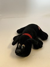 Vintage 1986 Tonka Pound Puppy Black Plush Puppy 8" With Collar and Embroidered