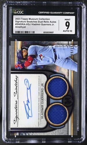 2023 Topps Museum Vladimir Guerrero Jr. Dual Jersey Patch Auto /15 CGC 9 10