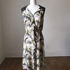 Anthropologie Lil  Silk Dress US 2 Yellow Black