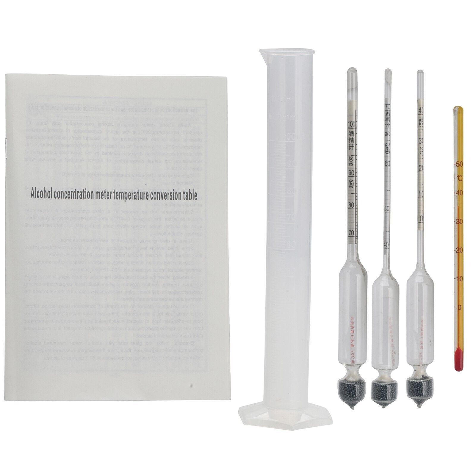 Alcohol Hydrometer Proof & Tralle Meter Distilling Tester Spirit Scale