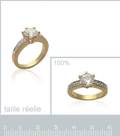Bague Taille 58 Gros Diamant Cz 15mm Plaqué Or 18K - Neuf Avec étiquettes - Dolly-Bijoux