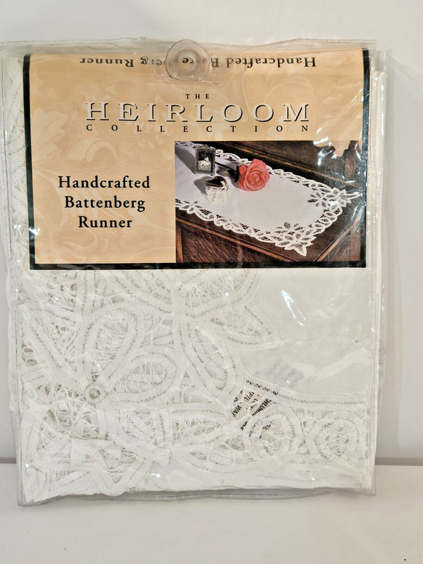 Heirloom Collection ~White Table Runner ~  16" x 72" ~Handcrafted Battenberg