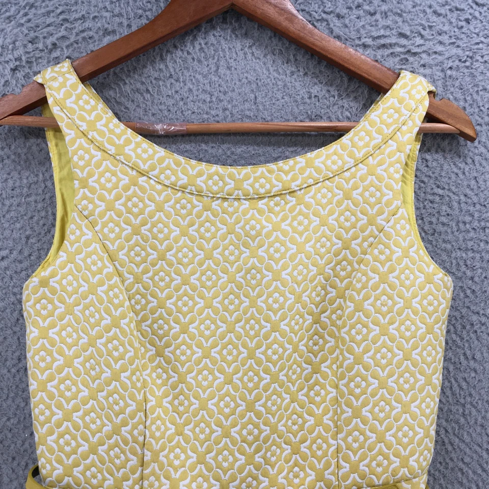 Yumi Dress Womens 8 Yellow Sleeveless High Waist A-Line Embroidered Back Zip NEW - Image 4 of 4