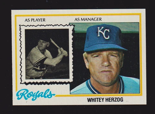 1978 TOPPS #299  Whitey Herzog  KANSAS CITY ROYALS  NM-MINT  ( Stain )  B