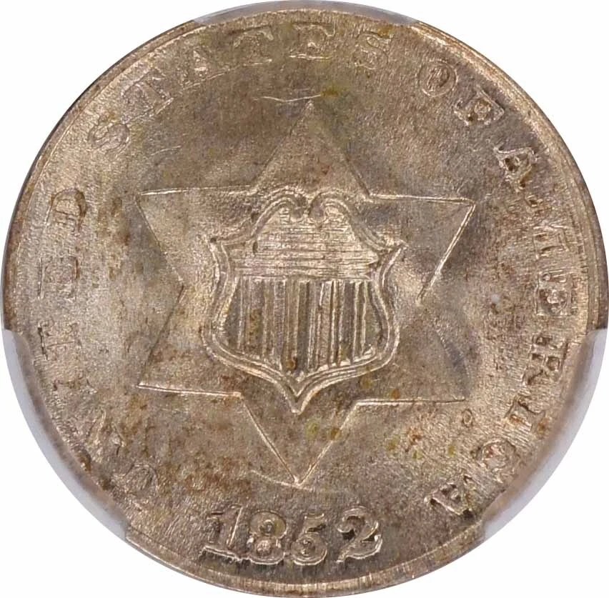 1852 Three Cent Silver MS65 CACG - Image 3 of 4