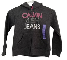 NEW Calvin Klein Jeans Youth Girl's Full Zip Graphic Hoodie Size XS 5/6