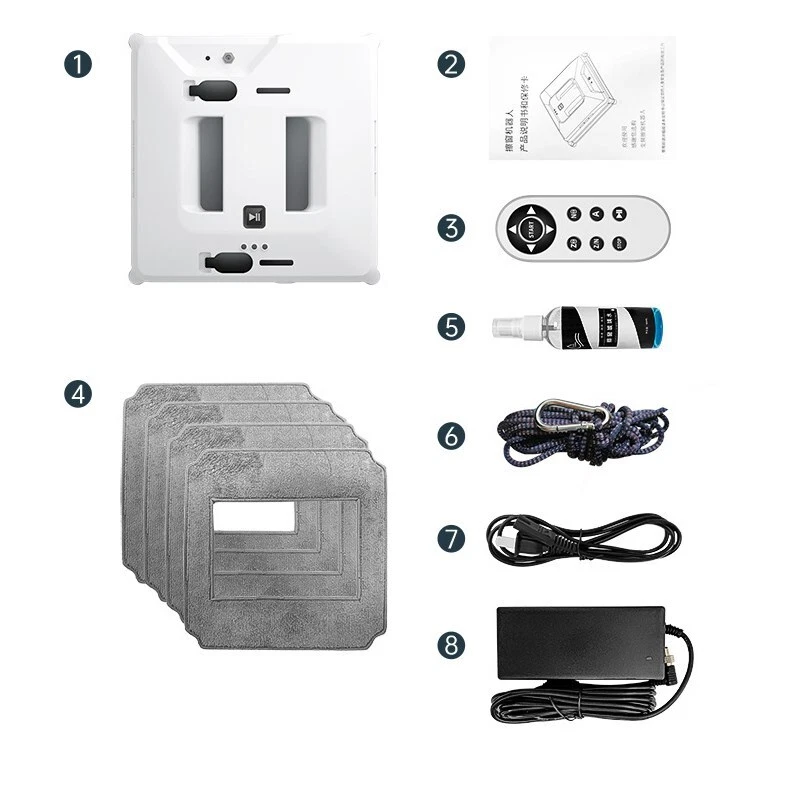 Intelligent Fensterputzroboter mit Dual-Sprüher,Fernbedienung&Sicherheitsseil - Bild 4 von 4
