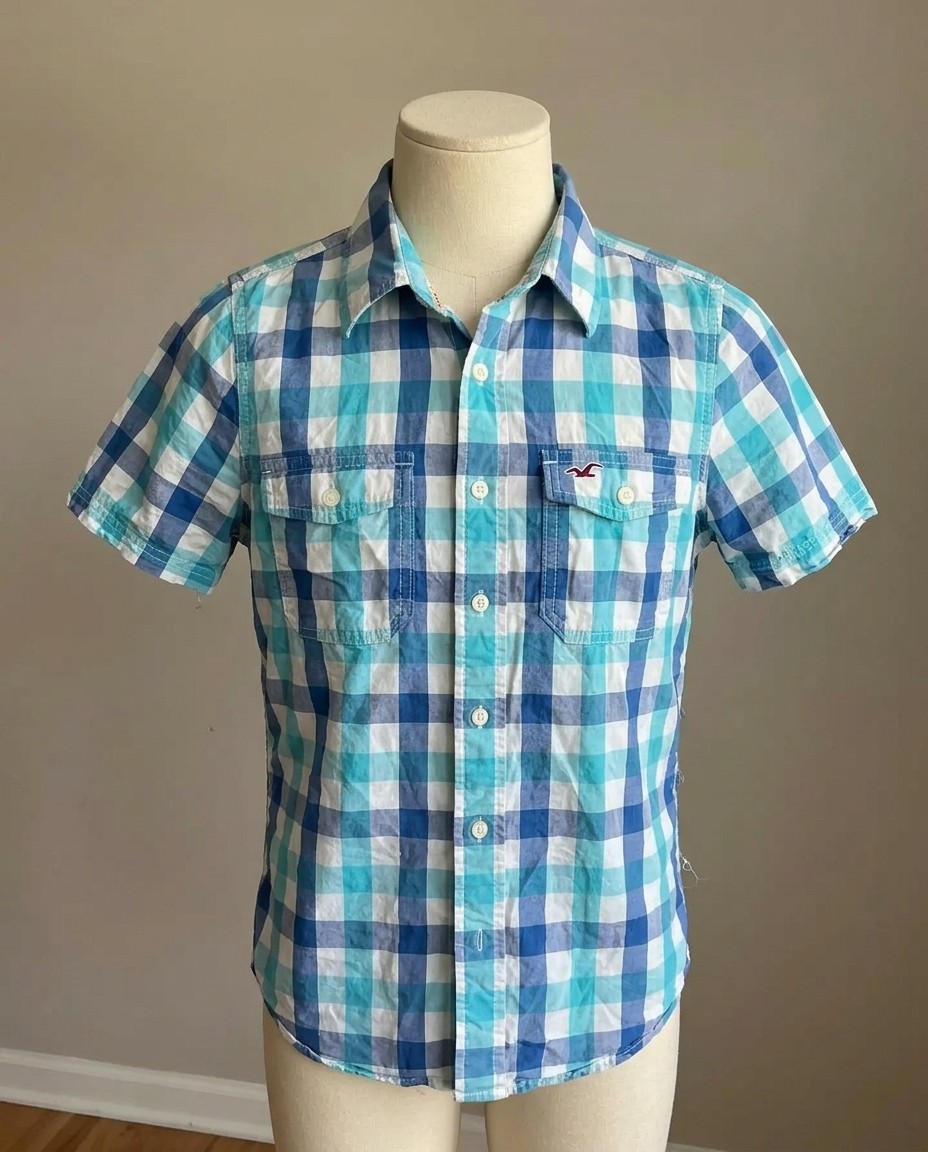 HOLLISTER CAMICIA UOMO TG.L MULTICOLORE ORIGINALE