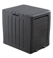 simpa 120L Grey Wood Panel Effect Plastic Garden Storage Box All Weather