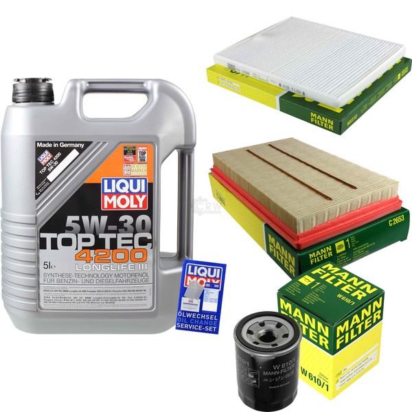 Mann Inspektionspaket 5L Liqui Moly Top Tec 4200 5W-30 FüR Subaru Justy 1.3 AWD-image