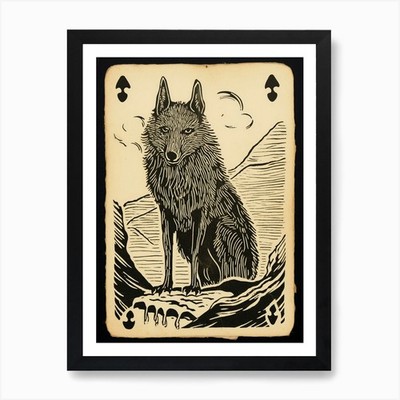 Baffin Wolf Tarotkarte 2 Kunstdruck gerahmt Wandbild Poster Leinwanddruck Bild
