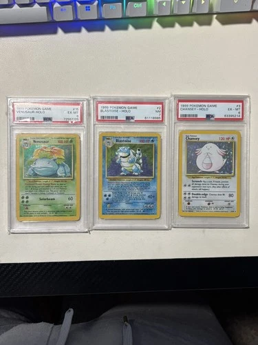 1999 Base Set Blastoise, Chansey And Venusaur Psa 7 Psa 6 Psa 6