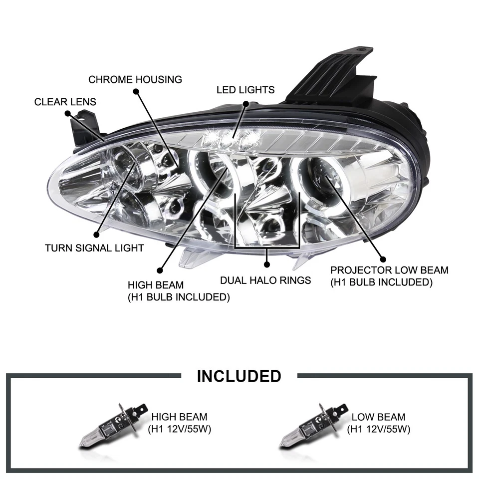 Clear Fits 2001-2005 Mazda Miata MX5 LED Strip Halo Projector Headlights Lamps - Image 3 of 4