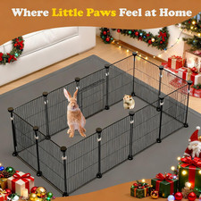 18 Panels Small Animal Playpen Small Animal Cage 2 Doors Metal Wire Yard Fence