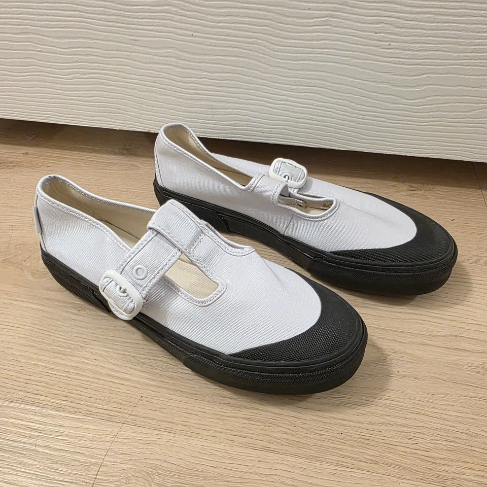 Vans Negro Blanco Lona Brillante Clásico Mary Jane T-Strap Tenis Talla 8 Foto 4 de 4