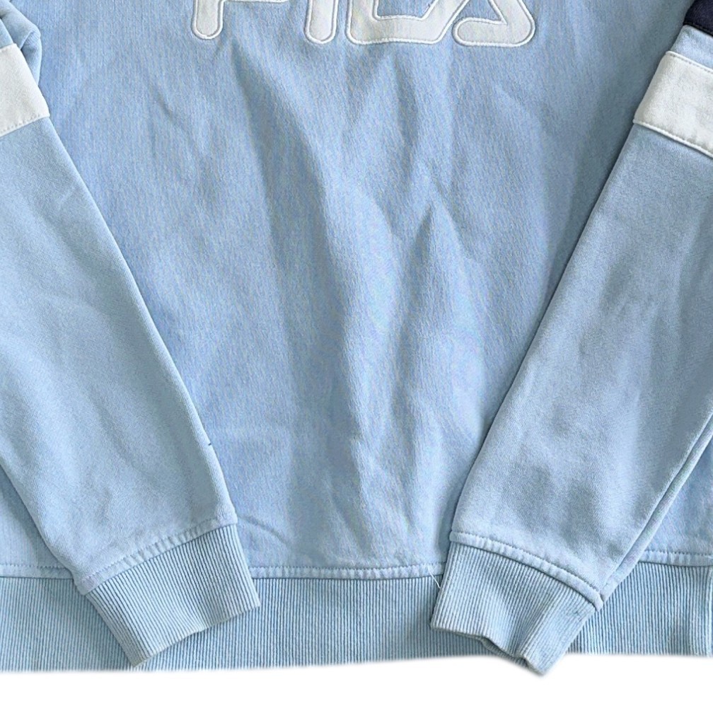 Fila Felpa Pullover Y2K Grande Logo Ricamato Blu Maglione Donna Small
