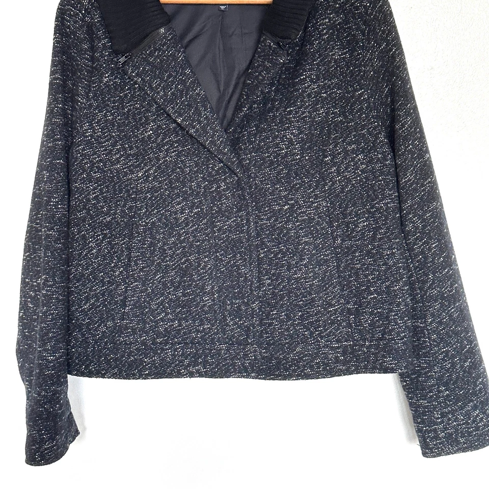 Chaqueta Gap para mujer XL negra blanca mezcla de lana cuello bolsillos a presión manga larga Foto 4 de 4