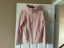 Lululemon Scuba Hoodie Full Zip Size 8 Light Cotton Fleece Pink Hip Length