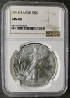 2016 $1 American Silver Eagle Dollar NGC MS69