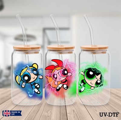 Powerpuff Girls UV DTF Aufkleber - 16 Unzen Libbey Dose Glasfolie yn928