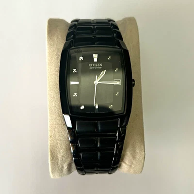 Citizen Eco-Drive E111 Men’s Black Stainless Steel Bracelet Watch Date 100m - Image 1 of 2