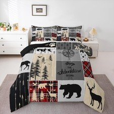 Cabin Comforter Set, Rustic Bear Deer Bedding Set For Boys Teens Adult Bedroo...