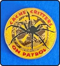 Geocoin Cache Critters On Patrol Spider  Snake Polished Gold Adoptable