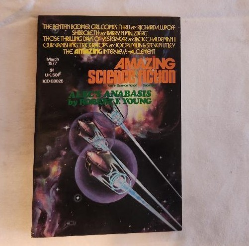 Amazing Science Fiction, March 1977, with novel by Robert F. Young