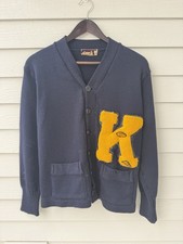 Vintage 1960/70s Collegiate Letterman Knit Cardigan Sweater - Made in USA - 38