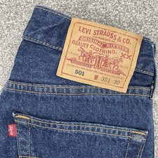 Vintage Y2K 2001 Levis 501 0115 Button Fly USA Jeans 30x30 Fit 28x30 Dark Wash
