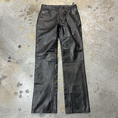NWT Vintage Y2K Gap Black Leather Pants Size 31 Long Boot Cut Men
