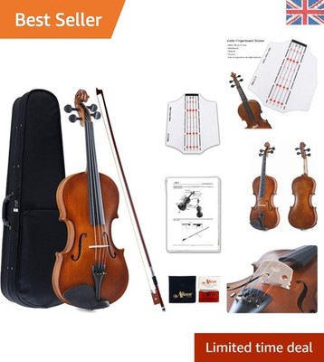 Aileen 4/4 Full Size Anfänger Violine Set mit Koffer, Bogen & Griffbrett Aufkleber