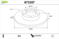 2X Valeo Bremsscheibe Hinterachse Voll Ø304Mm FüR Land Rover Range LM Lm_