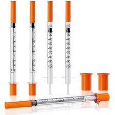 31G 1/4''(6mm) U-100 1mL/cc Lab Syringes Individually Wrapped, Pack of orange 