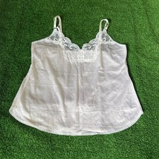 Vintage Sears White Antron Nylon Lace Camisole Lingerie Cami Size 32 Made in USA