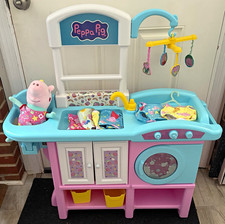 Peppa Pig Pretend Play Kitchen Set w/ Plush, Clothes, Bins, Hanging Accs