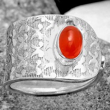 Adjustable - Natural Carnelian 925 Sterling Silver Ring s.7 Jewelry R-1319
