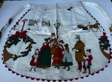 Vtg Style Reversible Half Christmas Apron Handmade Baking Cooking NEW Read