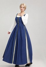 Renaissance Faire Dress   Blue Lace-Up Corset Gown with White Chemise, Size S