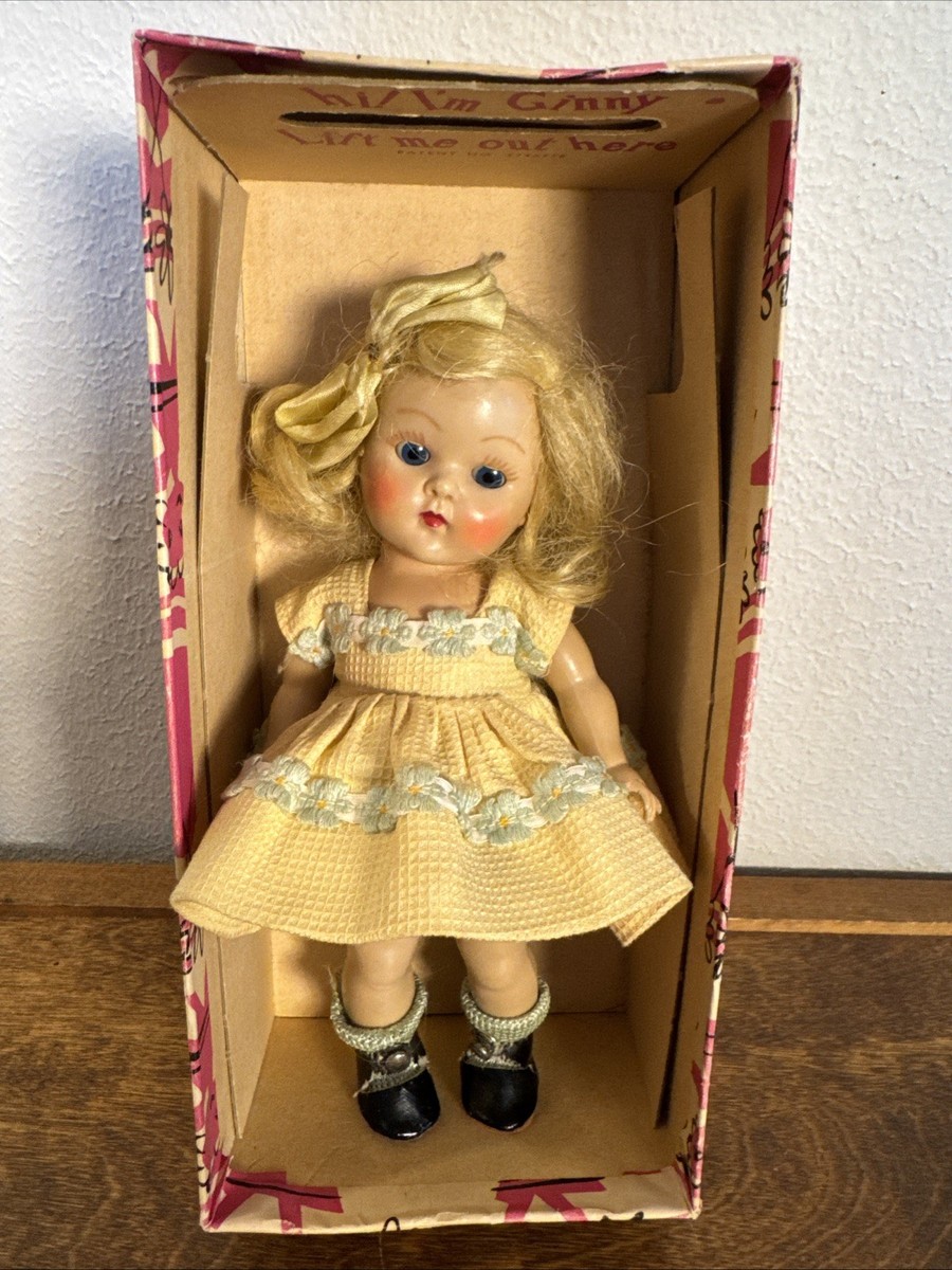 Vintage 1950s Vogue Strung Ginny Doll In Box Kindergarten