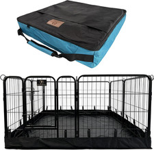 Puppy Playpen 24 Inch H, 8 Panel Pet Exercise Pen with Bottom Bag Storage