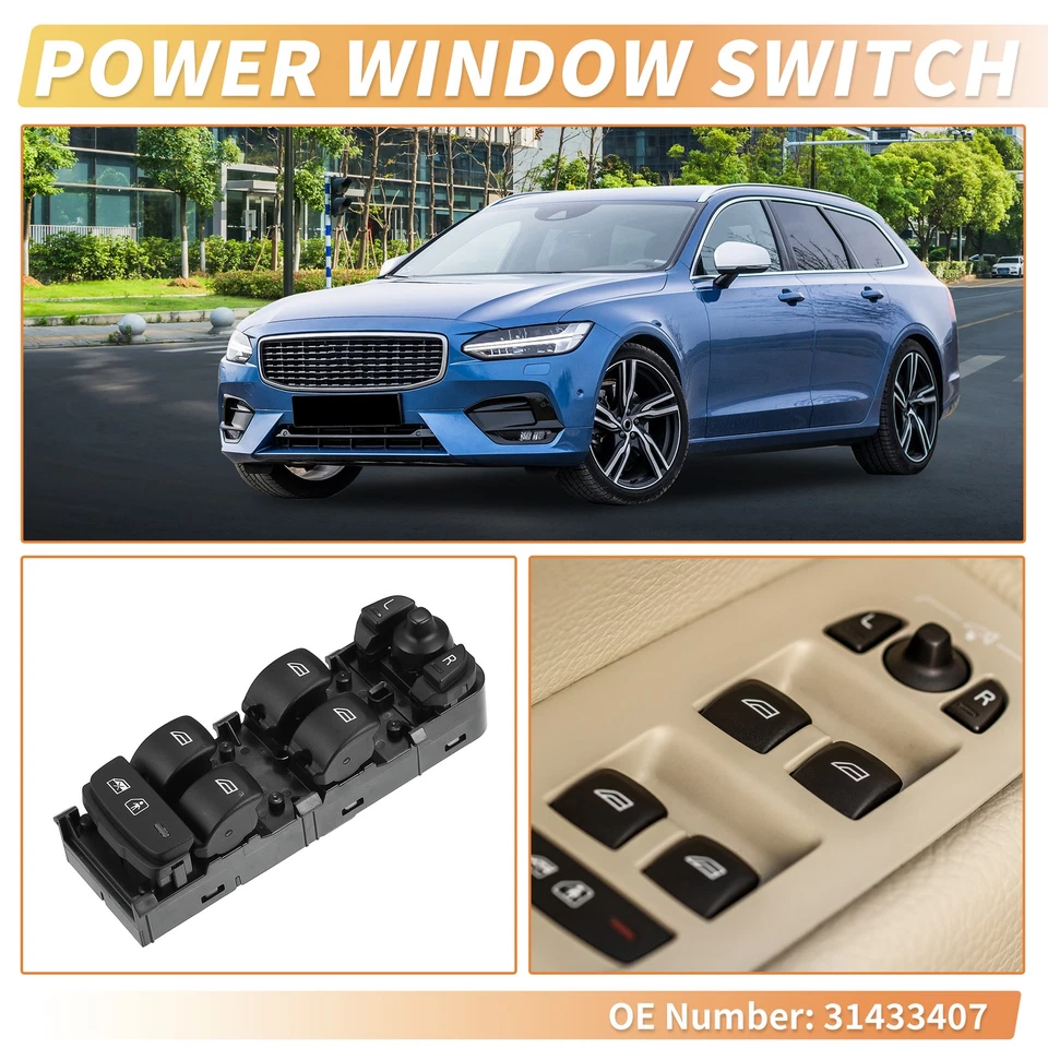 Front Left Power Window Switch for Volvo S60 S90 V60 V90 XC60 XC90 No.31433407 - Image 2 of 4